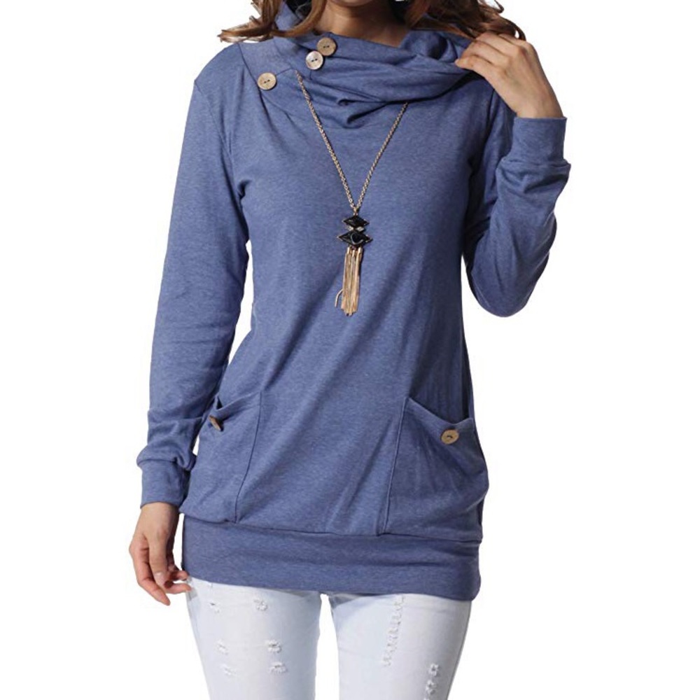 Cowl Neck Tunic Long Sleeve with Pockets